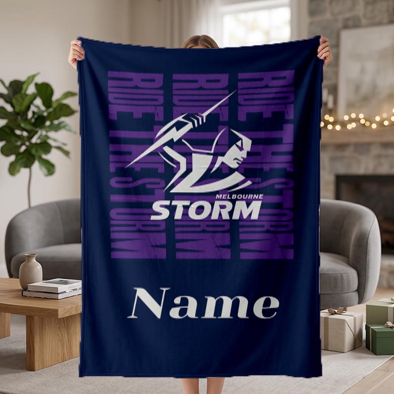 Melbourne Storm Custom Flannel Blankets Soft Warm Cozy Throws for Home Decor Holiday Gifts