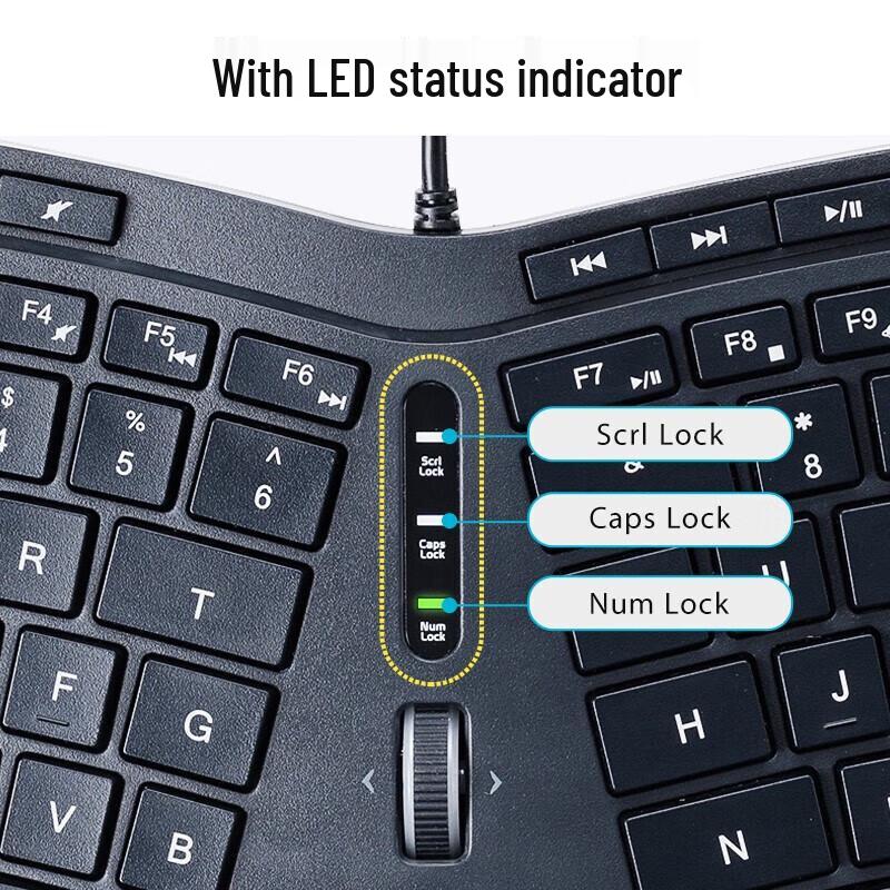 Эргономичная проводная клавиатура Shanye с подставкой для запястий и 4-позиционным колесом прокрутки