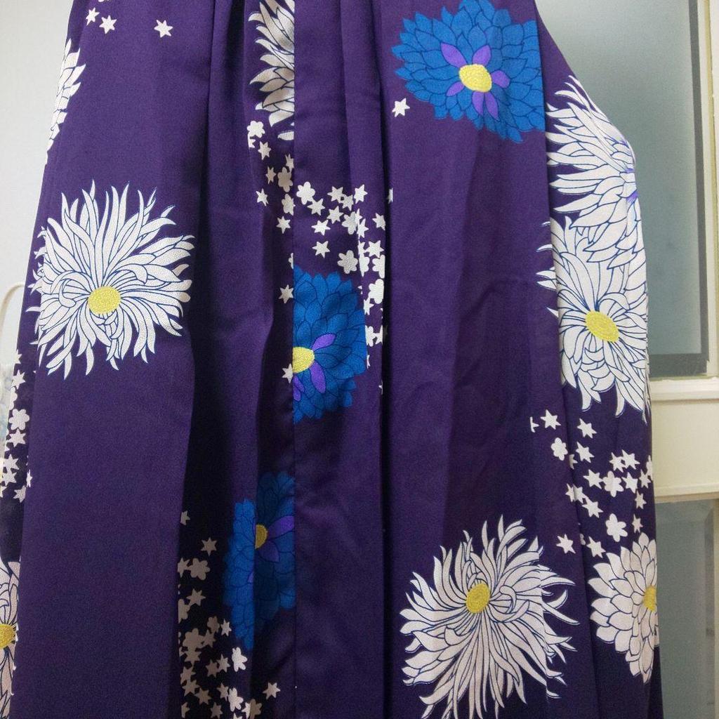 Used !NewFurifu chrysanthemum pattern sleeveless dress with belt purple
