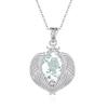Natural Color Treasure Crystal Stone Angel Wings Pendant S925 Sterling Silver Necklace Women's Premium Clavicle Chain