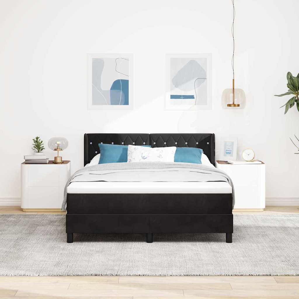 Boxspring Bed with Headboard Black 200 x 140 cm Velvet