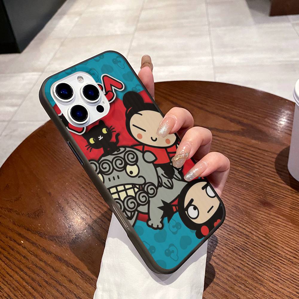 Popular Animation P-Pucca Phone Case For IPhone 17 16 15 11 12 13 14 Pro Max Soft Corrugated Silicone Cover Case