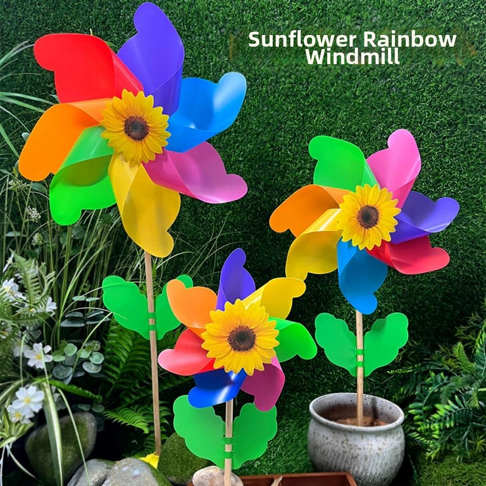 21/29/37cm Sunflower Windmill Multistyles Colorful Windmill Outdoor Party Picnic Decor