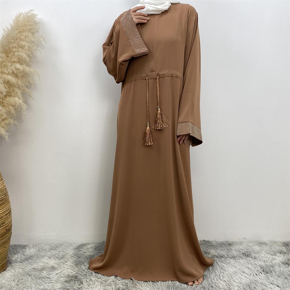 S-XXL Ближневосточная мусульманская модная женская одежда, горячее лоскутное платье со шнуровкой и карманами, длинный халат