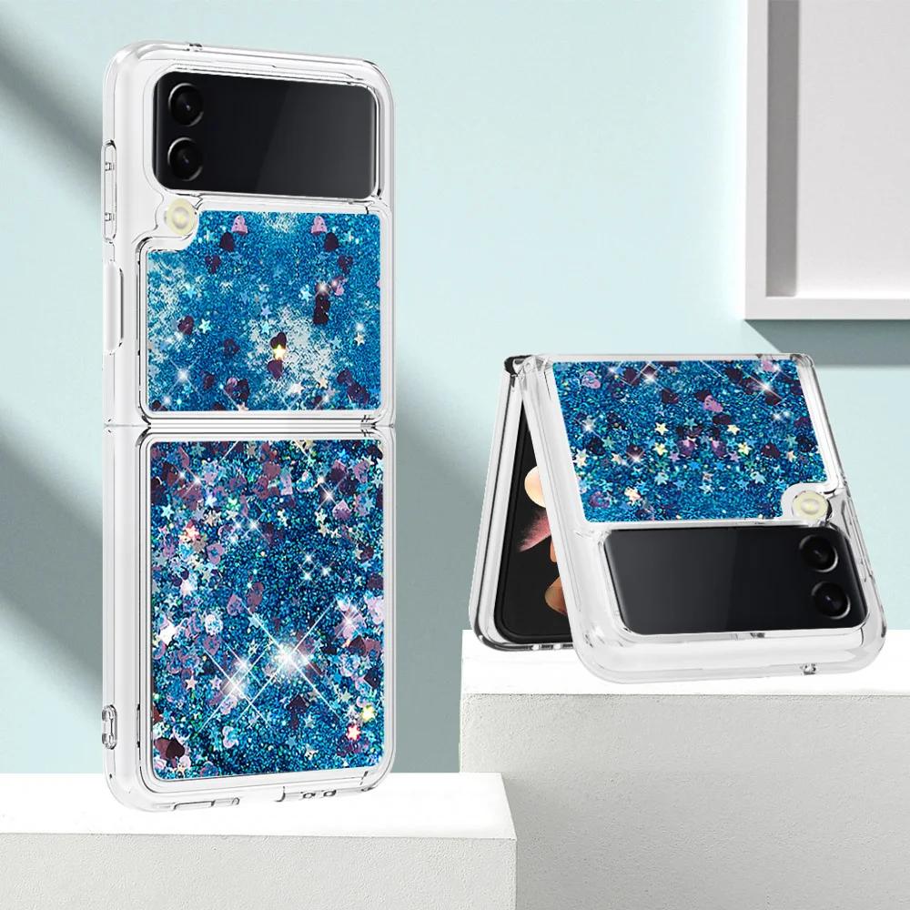 For Samsung Z Flip 6 5 Luxury Quicksand Glitter Case For Samsung Galaxy Z Flip 6 Zflip 3 4 5 6 Gradient Bling Shockproof Cover
