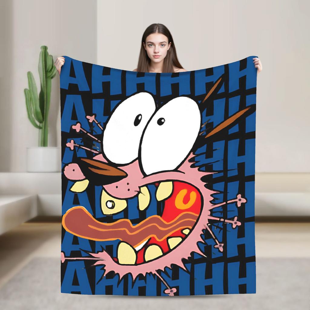 Courage Cowardlys Dog Blanket Quality Super Soft Throw Blanket Winter Boy Girl Couch Chair Funny Bedspread