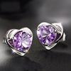 925 Sterling Silver Love Amethyst Stud Earrings Exquisite Ornament