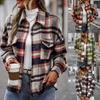 Женская модная клетчатая свободная повседневная осенняя и зимняя куртка с длинными рукавами