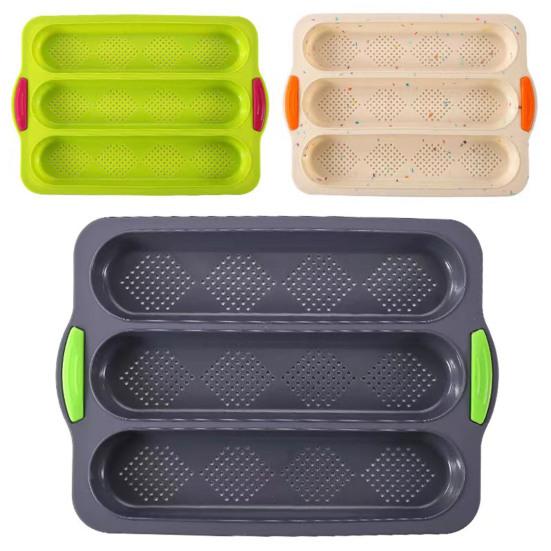 Baguette Mold 3 Slots Vent Hole Design Insulated Handle Easy Demoulding Bread Making Baking Mold