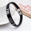 2022 Trendy Men Leatherwear Weave Bracelet Leisure Color Contrast Stainless Steel ID Bar Customize Engraving