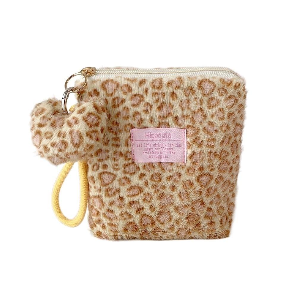 Plush Leopard Print Makeup Bag Versatile Pouches Bag Organizer Make Up Pouch Bag  Lipstick
