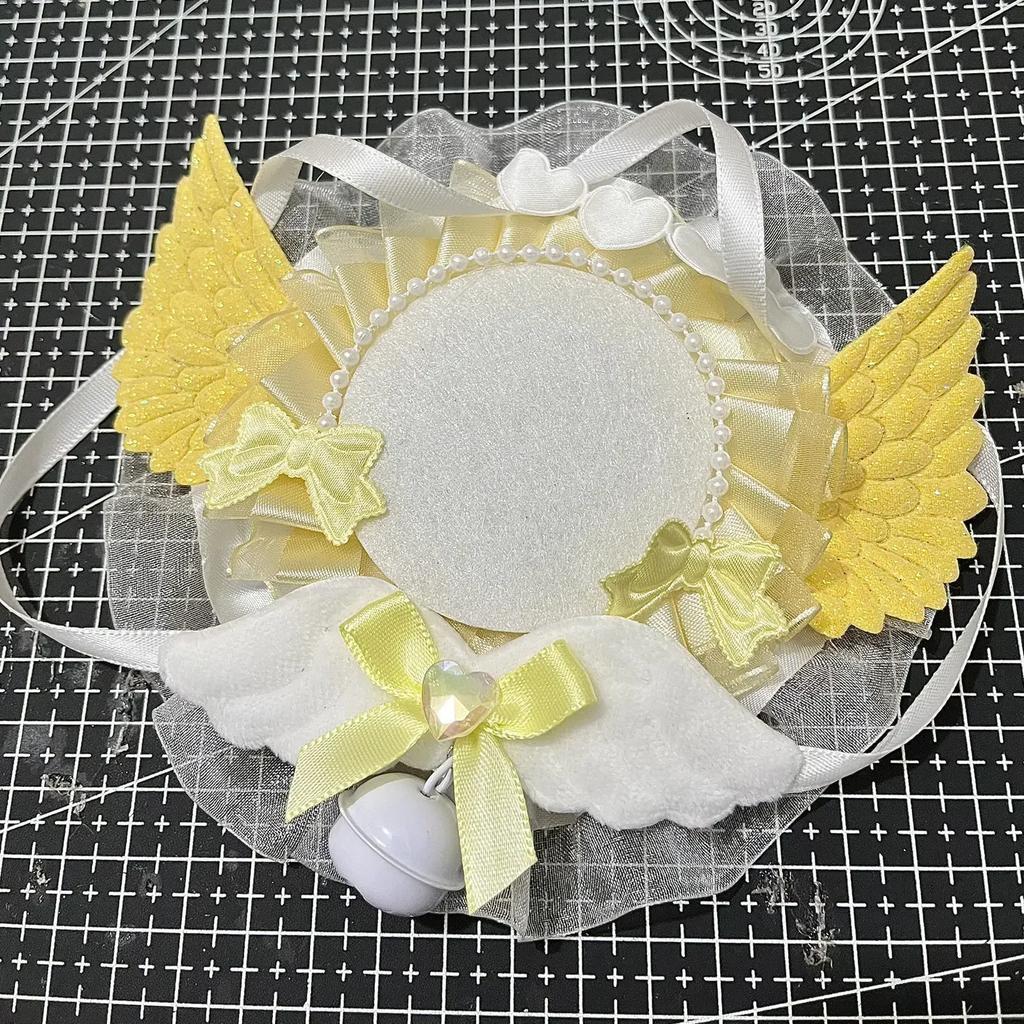 5.8cm Cute Creative Design Badge Pin Holder Kawaii Wings Lace Bow Kpop Badge Clip Displaying Protector Photocard Badge Holder