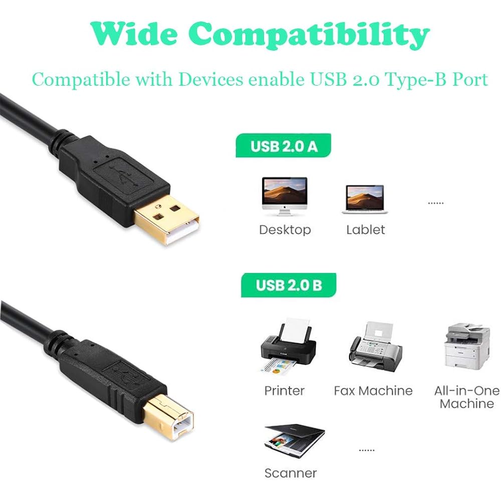 XBOHJOE USB 2.0 Кабель для принтера A Папа на B Папу Позолоченный Разъем Кабель для принтера и сканера Comp...