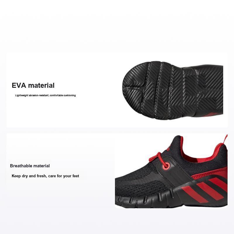 adidas Rapidazen I Удобные Прочные Дышащие Кроссовки с Низким Верхом для Ходьбы Детская Обувь Черный Красный GY6652