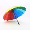 Rainbow 16-Rib Windproof Golf Umbrella with Logo – Long Handle Gift Option