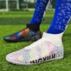 31-48унисекс футбольные бутсы с высоким верхом, эластичной резиной и мягкой подошвой TF футбольные бутсы мужские тренировочные специальные детские футбольные бутсы для соревнований
