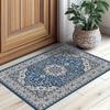 Vintage Persian Area Rug Blue Mandala Print Carpet Non-slip Floor Mat for Entrance Living Room Bedroom Home Decor