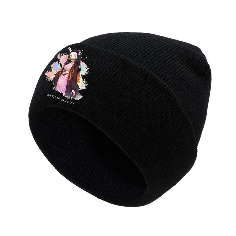 Вязаная шапка в стиле аниме для женщин, унисекс, шапки Skullies, зимняя шапка из полиэстера, камадо, незуко, Devil's Blade, повседневные шапки