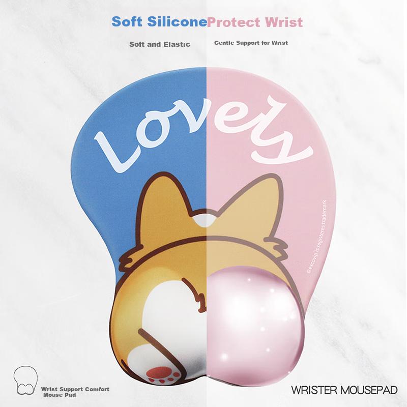 EXCO (EXCO) Corgi Silicone Mouse Pad Wrist Rest, Large Thick Cute Anime Cartoon Wrist Support Mouse Pad, Mouse Pillow Wrist Pad Gaming Desk Mat 14794