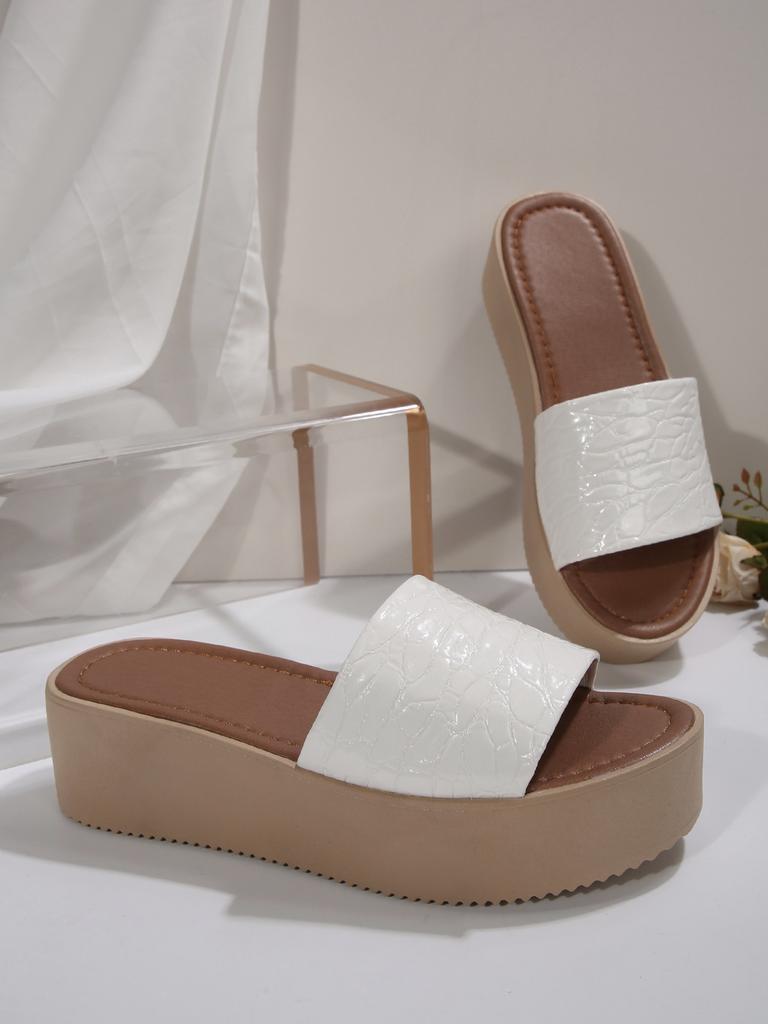 High-heeled Thick-soled Cool Slippers 2025 New Fashion Summer Round Head Shoe Head Large Size One-word Drag