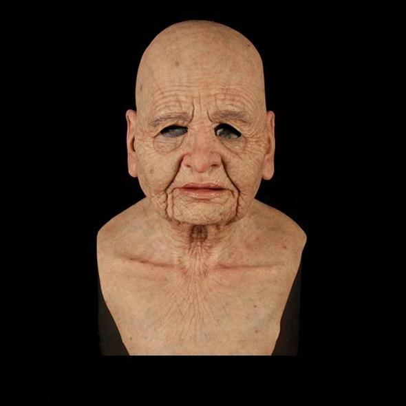 Old Man William Headgear, Old Lady Headgear, Wig, Elderly Mask, Halloween Imitation Human Latex Mask