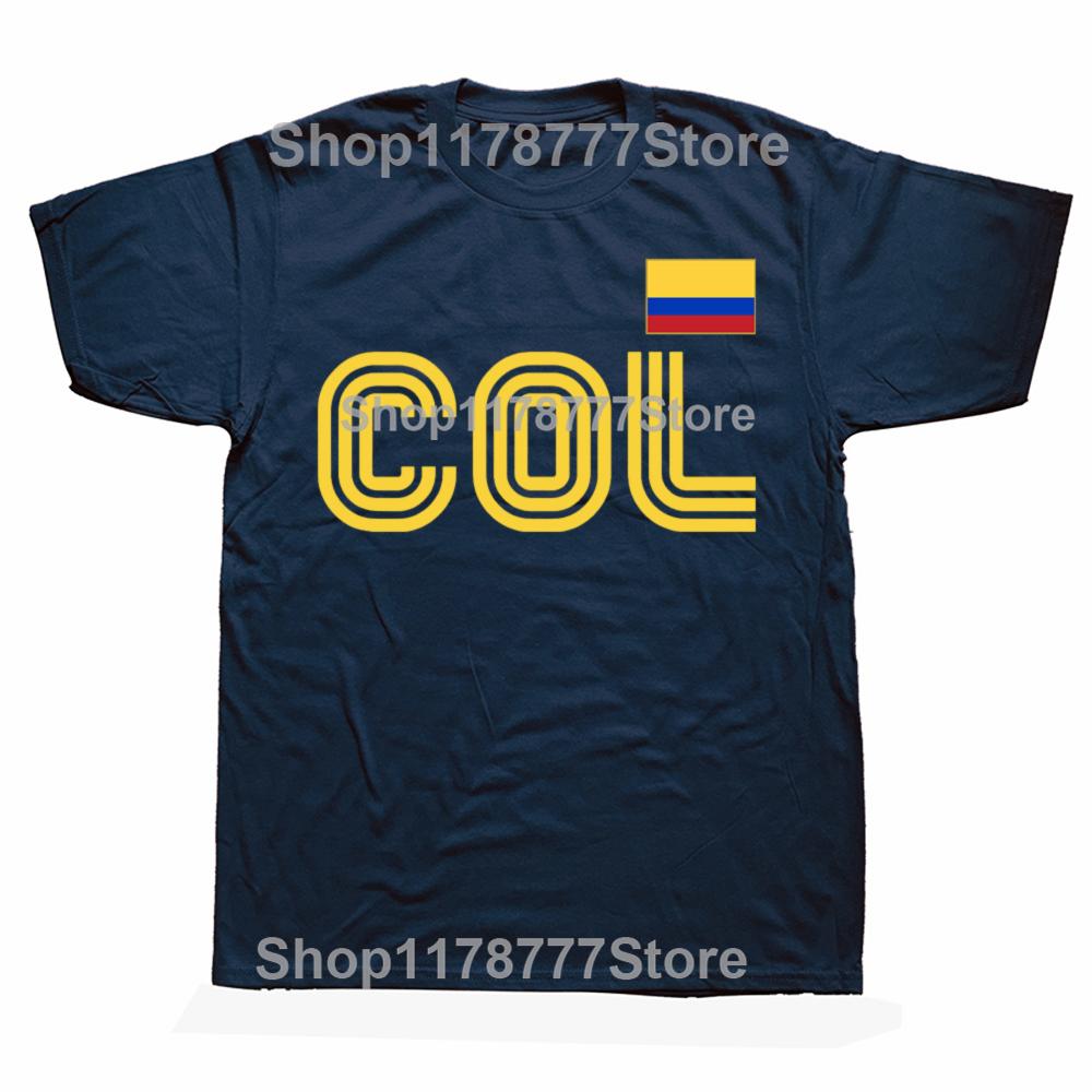 Funny Vintage Colombia Flag Retro International Country Colombian T-shirt Men Women Hip Hop Oversized 100% Cotton T-shirts