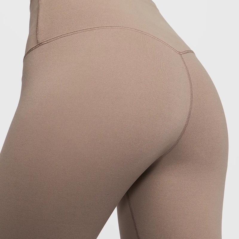 Nike Легкие мягкие простые облегающие спортивные брюки Zenvy Dri-Fit с высокой талией, женские брюки цвета норки и коричневого/черного DQ6014-233