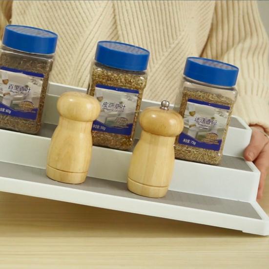 Home Kitchen 3-tier Spice Salt Sugar Rack Step Shelf Cabinet Bottle Organizer