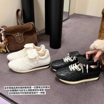 2025 новые крутые кожаные кроссовки Agande женские повседневные легкие ромбовидные кроссовки на круглой подошве со шнуровкой