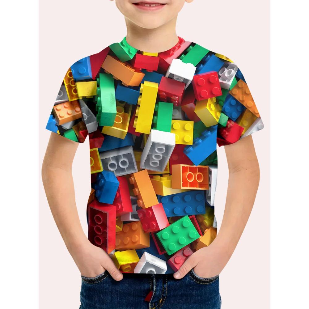 Детская футболка с мультяшным принтом, 3D цифровая печать, повседневная и удобная, с круглым вырезом и короткими рукавами для мальчика