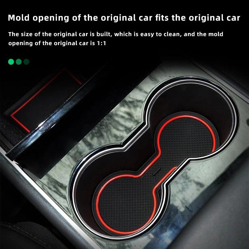 For Tesla Model 3 Y 2017-2023 Car Interior Accessories Door Slot Pad Cup Holders Non-Slip Mats Center Console Storage Pad
