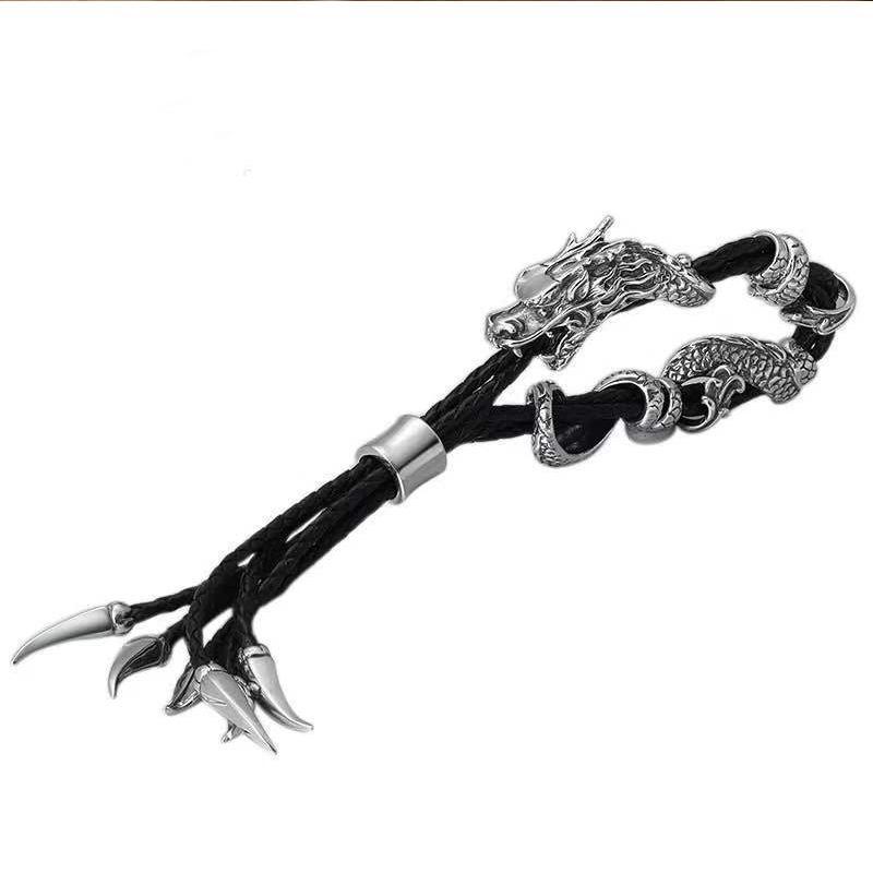 Новый браслет ручной работы с изображением властного дракона, модные мужские украшения, серебряный ретро-дракон со знаком зодиака