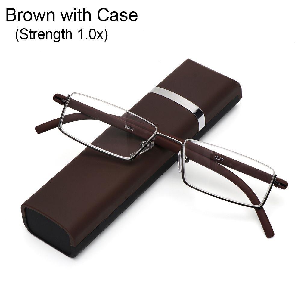 Hinge Men and Women Half Frame Reading Glasses with Case Presbyopia Eyeglasses Anti Eyestrain