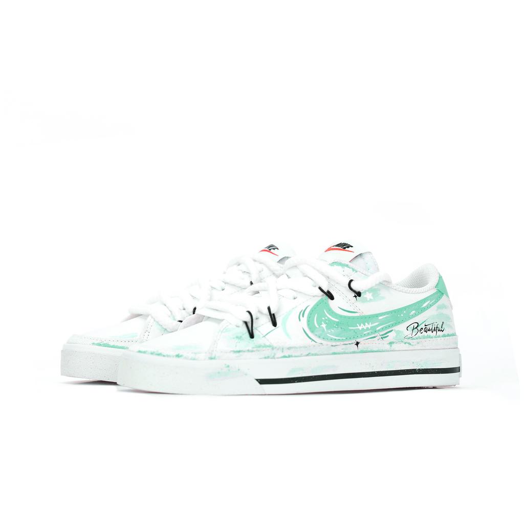 Nike Court Legacy Mechanical Spirit, Aurora Catcher Abrasion Resistant Low top Skateboard Shoes Men's White Green DH3162-101(Team83-)