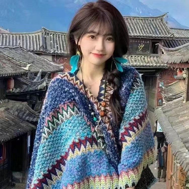 Ethnic Shawl Cape for Travel - Women's Tibetan, Xinjiang, Qinghai, Yunnan Cloak Scarf
