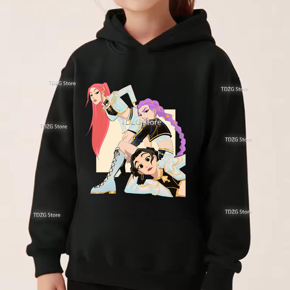 Толстовки и свитшоты Детская мода Девичья группа K-Pop Охотник на демонов Принт Повседневный Спортивный Мальчик Девочка Флис Пуловер Худи Детская одежда с длинным рукавом