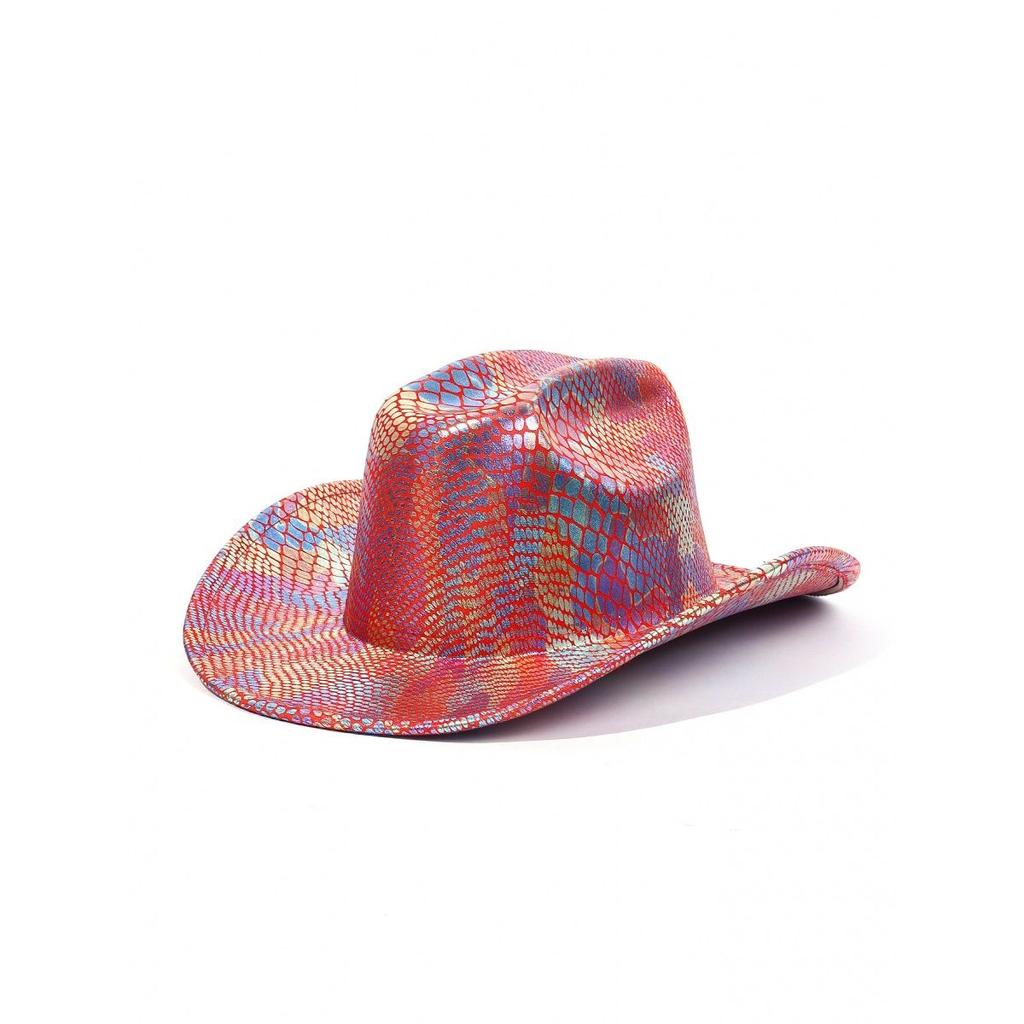 Яркая ковбойская шляпа для вечеринки, флуоресцентная шляпа рыцаря с большими полями, цилиндр в стиле вестерн