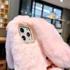 Милый теплый чехол для телефона с пушистым мехом кролика для iPhone 15 Pro Max 14 13 12 11 Pro Max X XR XS Max 7 8 Plus, мягкий чехол с 3D кроличьими ушками