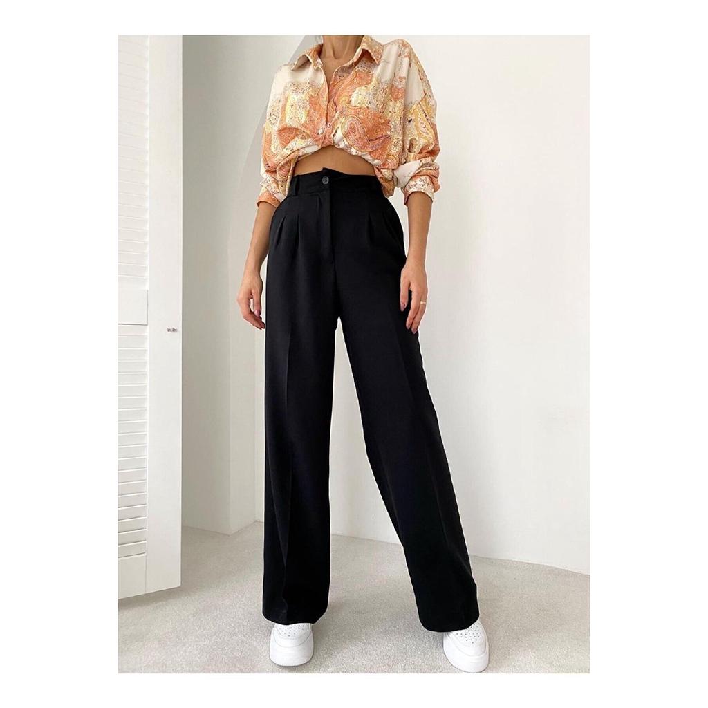 Женские синие свободные широкие джинсы-палаццо большого размера