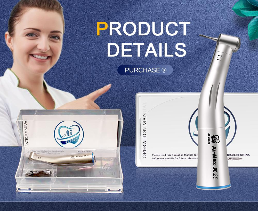 Dental Low Speed Handpiece AI-X25 E-Type Connector Non-Optic Contra Angle 1:1 Hand Piece For CA Burs