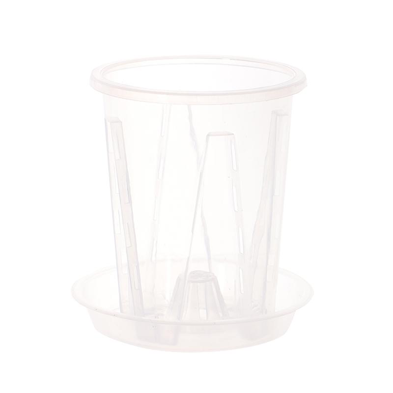 Root Control Transparent Flower Pot With Tray For Phalaenopsis Orchid Planting