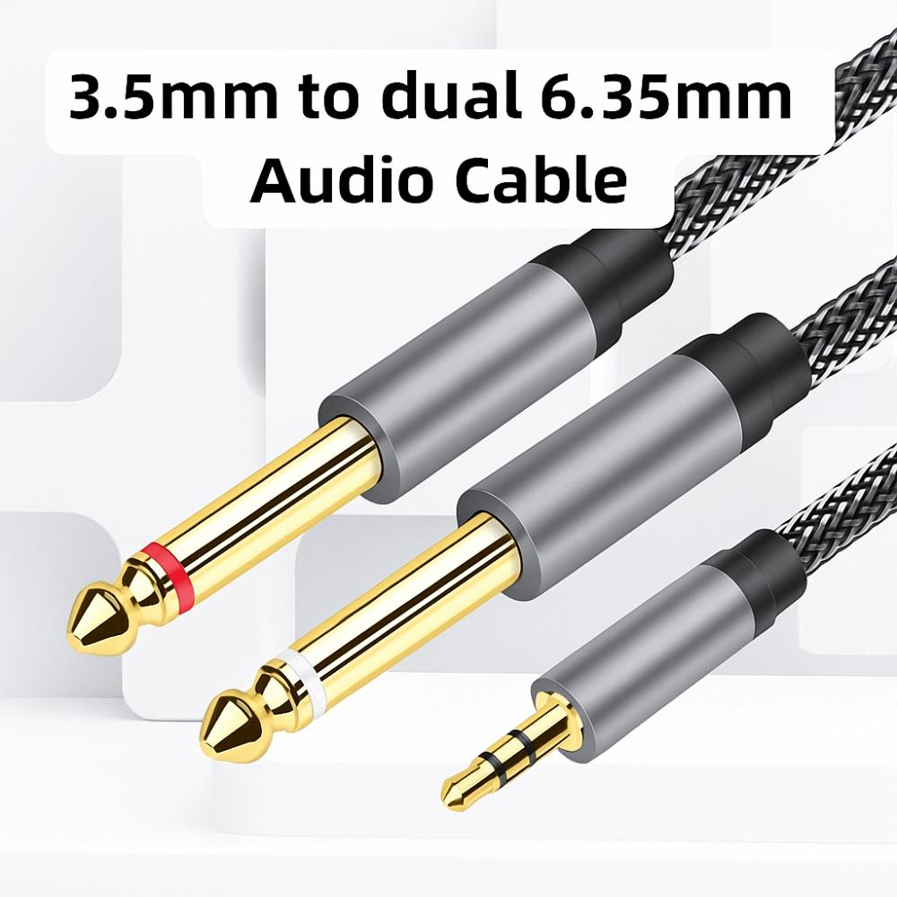 Двухканальный аудиокабель 3,5 мм на 2 6,35 мм Кабель с разъема 3,5 мм на разъем 6,5 мм Бытовая электроника