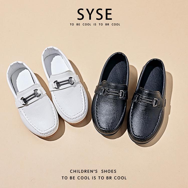 Boys' 2024 Spring/Autumn Soft Sole Leather Shoes for Kids - Shallow Mouth Casual One-Step Toe Shoes for Middle/Large Children