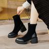 Осень и зима новые ботинки Мартин женские ботинки на толстой подошве вставки тонкие ботинки ботфорты стройные высокие ботинки