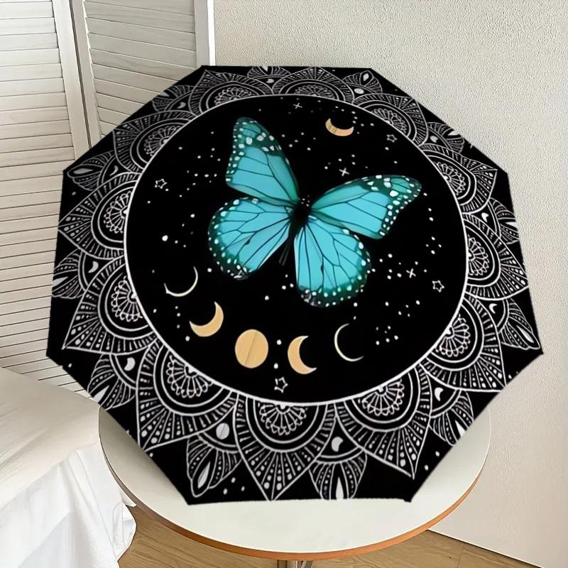 1pc Butterfly Mandala Night Sky Umbrella with Plastic Handle,Suitable for All Seasons Home Travel Outdoor UmbrellaDD358