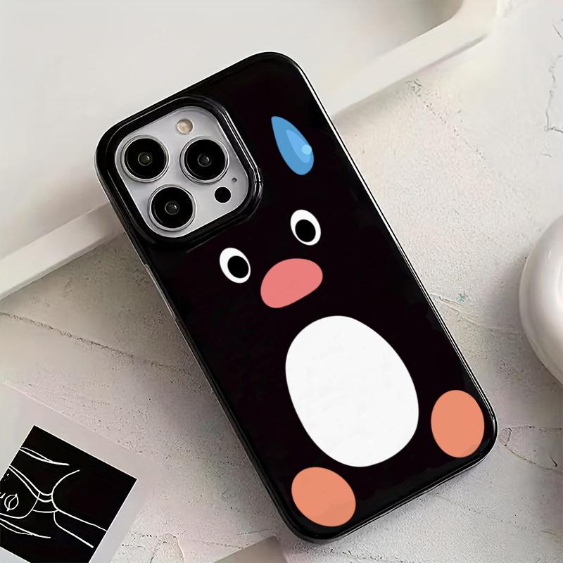Милый пингвин в поту, глянцевый черный чехол для телефона iPhone 17 16 15 14 13 12 11 Pro Max 14 Plus 16E, смешной мягкий чехол Fundas