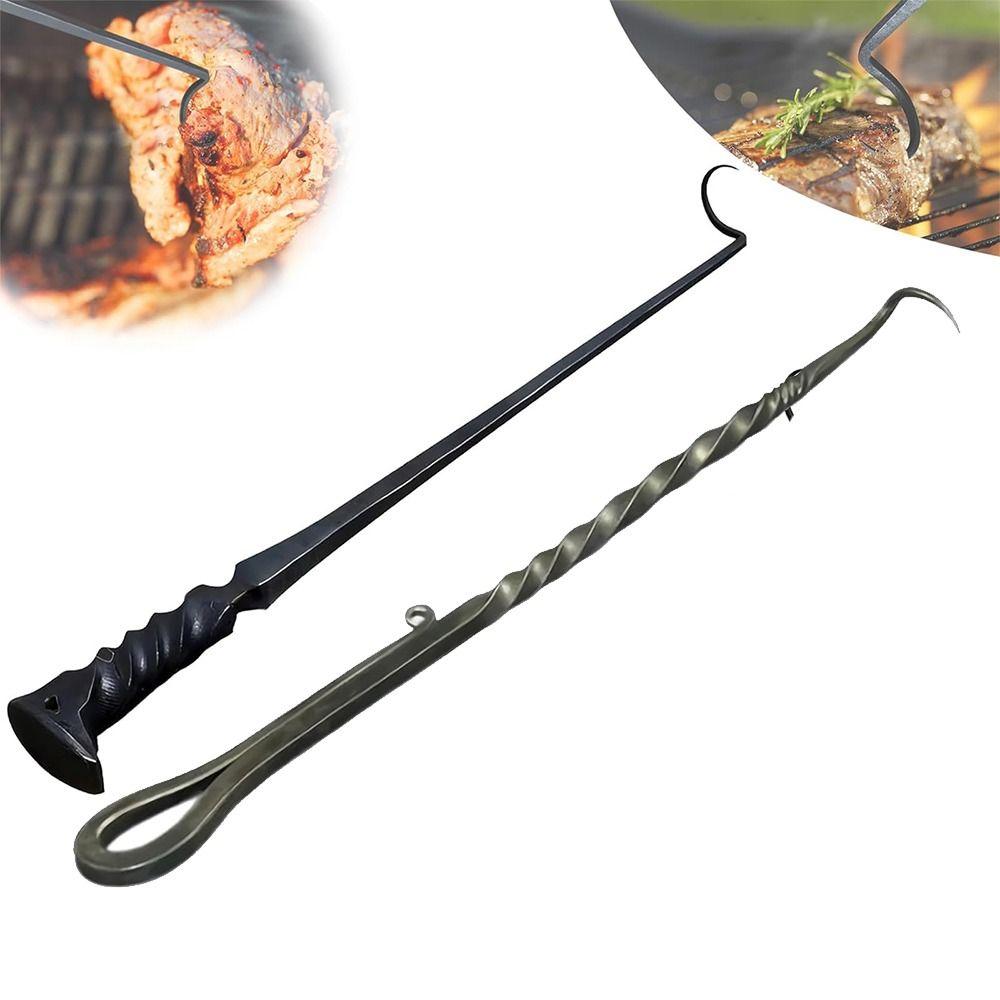 Stainless Steel BBQ Food Flipper Cooking Grilling Outdoor Camping Cooking Barbecue Turners Hooks Grill Accessories BBQ Grill