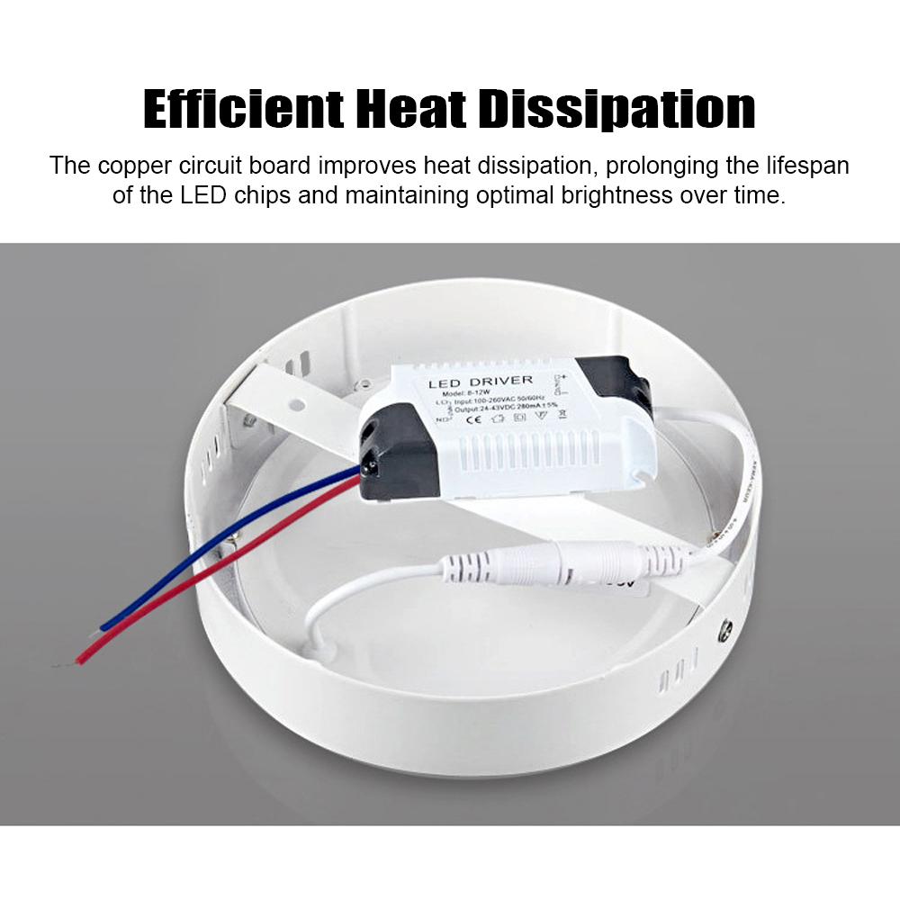 18W 6000K LED Panel Light Ultra-Thin Round Surface Mount Downlight Ceiling Light for Home Office