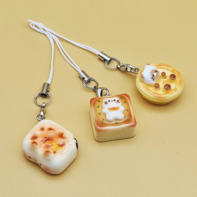 3 шт. Япония Милые подвески в виде кошачьего хлеба из смолы для изготовления ювелирных изделий, аксессуары, DIY серьги, ожерелье, брелок для AirPods Pro 2