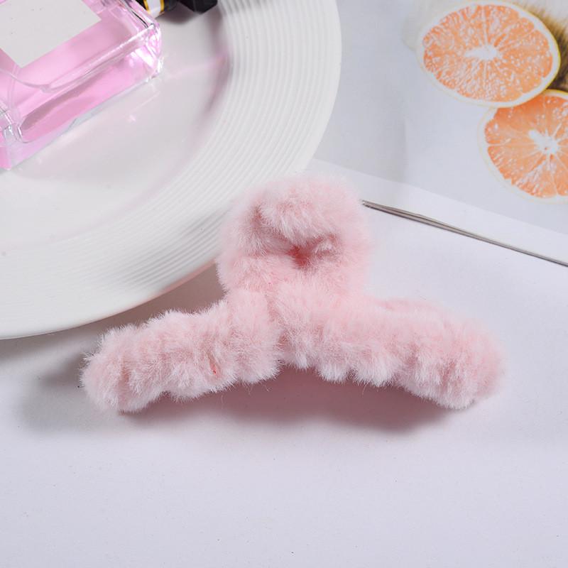 Зимние заколки для волос кролика с когтями. Удобные большие заколки для волос. Красивые однотонные заколки из кроличьей шерсти. Модные головные уборы.